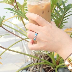 Custom Designed Heart Ring - Turquoise, White Gold